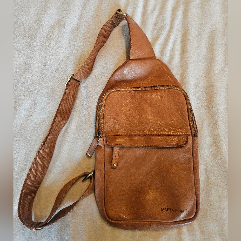Marth Ponti Brown Leather Sling Bag